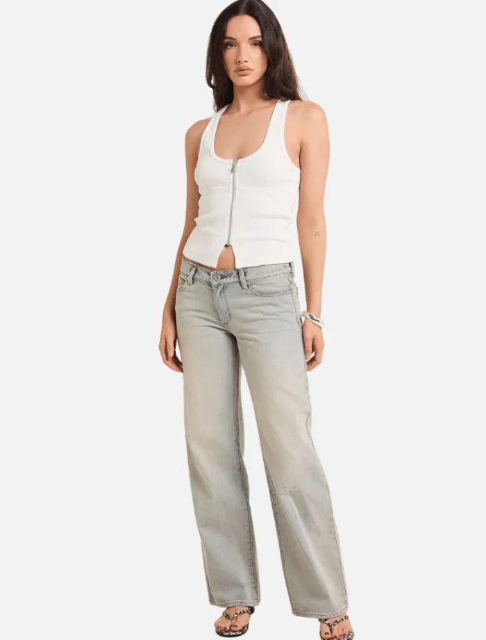 addison_racer_top__white__0.webp Abrand Addison Racer Top - White Sand< Casual Dresses | Denim