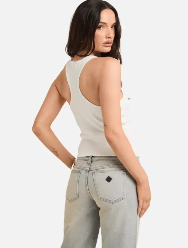 Abrand Addison Racer Top - White Sand< Casual Dresses | Denim