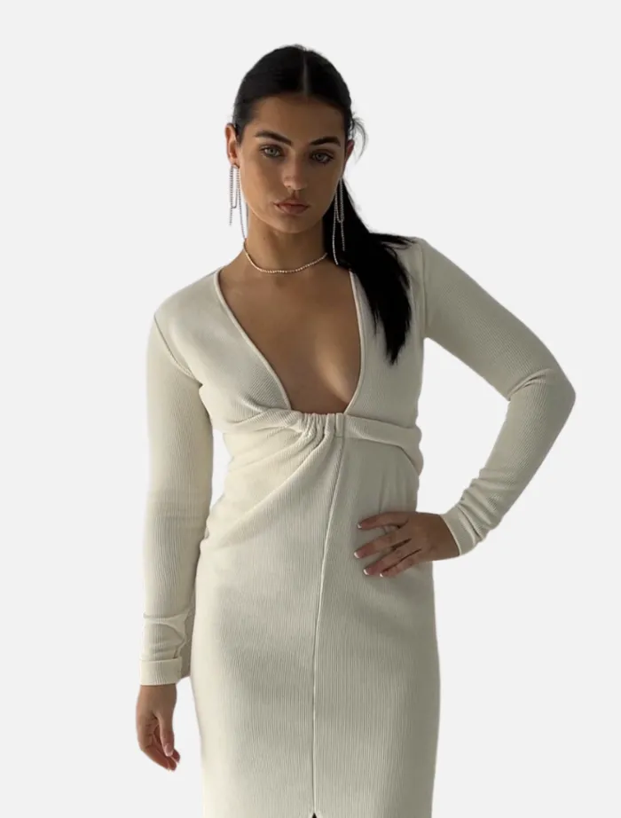 alexis_maxi__powder_knit_0.webp One Fell Swoop Alexis Maxi - Powder Knit< Long Sleeve Dresses | Midi Dresses