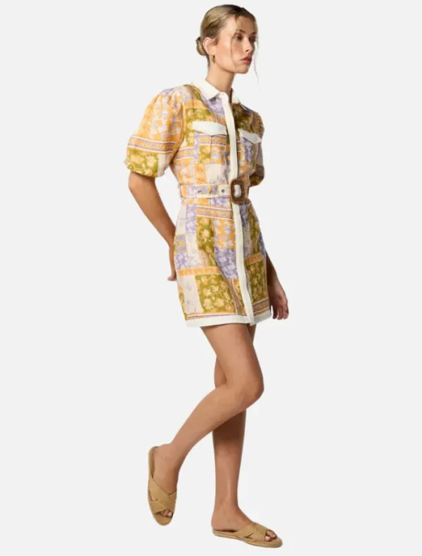 Winona Billie Button Up Short Dress - Patchwork Floral Print< Casual Dresses | Mini Dresses