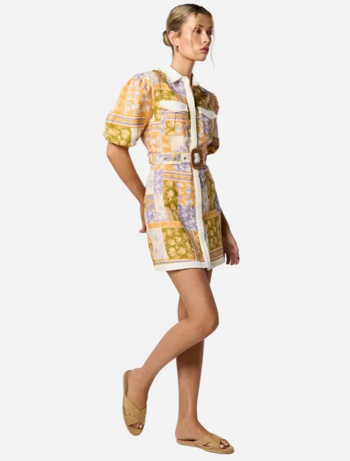 billie_button_up_short_dr_3.webp Winona Billie Button Up Short Dress - Patchwork Floral Print< Casual Dresses | Mini Dresses