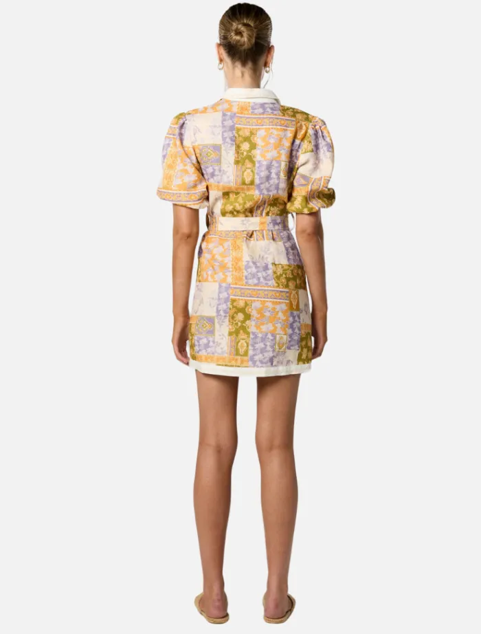 billie_button_up_short_dr_4.webp Winona Billie Button Up Short Dress - Patchwork Floral Print< Casual Dresses | Mini Dresses