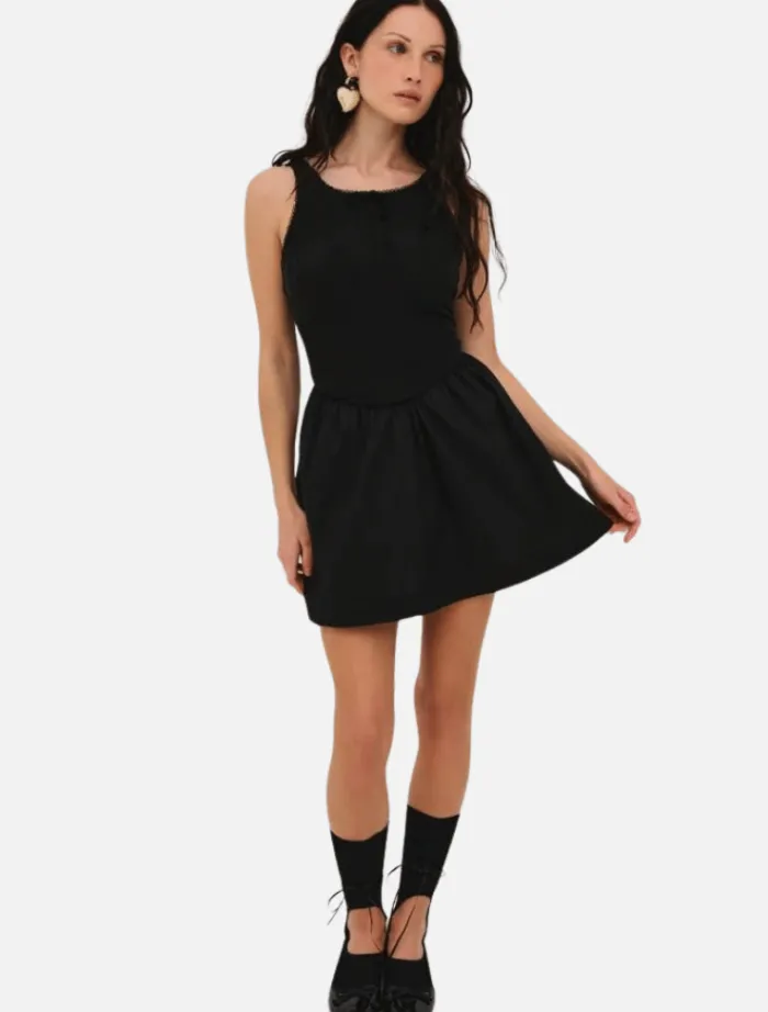 billie_pointelle_mini_dre_0.webp For Love & Lemons Billie Pointelle Mini Dress - Black< Mini Dresses | Skirts