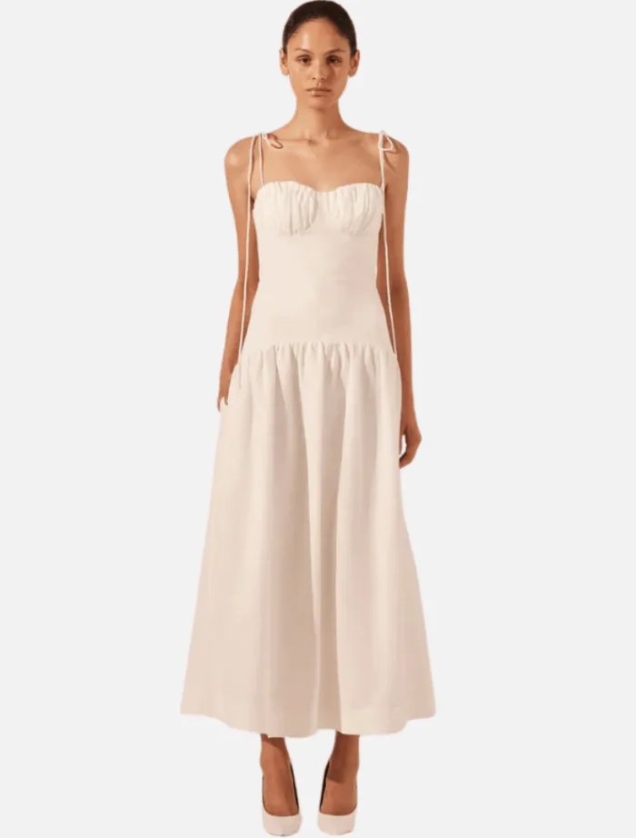 blanc_gathered_midi_dress_0.webp Shona Joy Blanc Gathered Midi Dress - Ivory< Casual Dresses | Mini Dresses