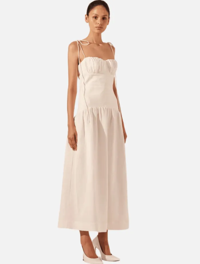 blanc_gathered_midi_dress_3.webp Shona Joy Blanc Gathered Midi Dress - Ivory< Casual Dresses | Mini Dresses