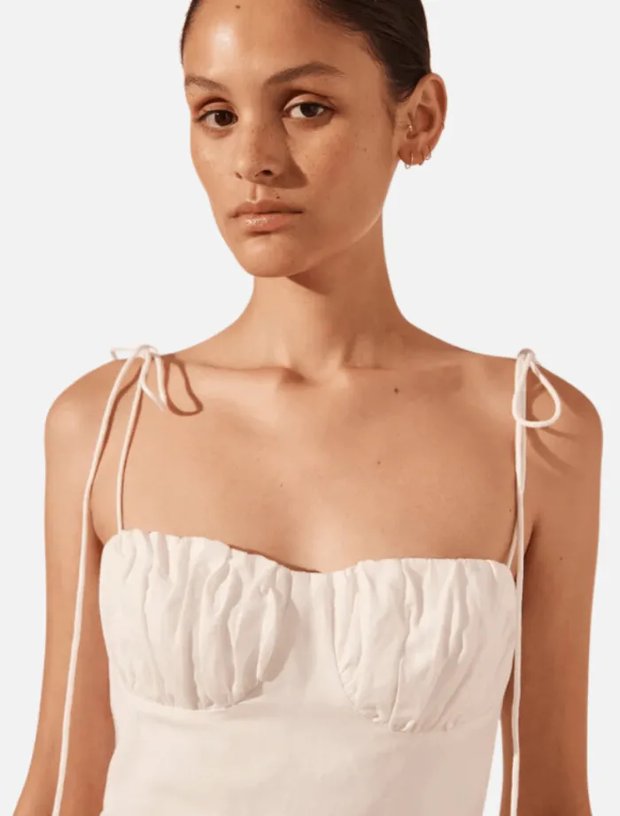 blanc_gathered_midi_dress_4.webp Shona Joy Blanc Gathered Midi Dress - Ivory< Casual Dresses | Mini Dresses
