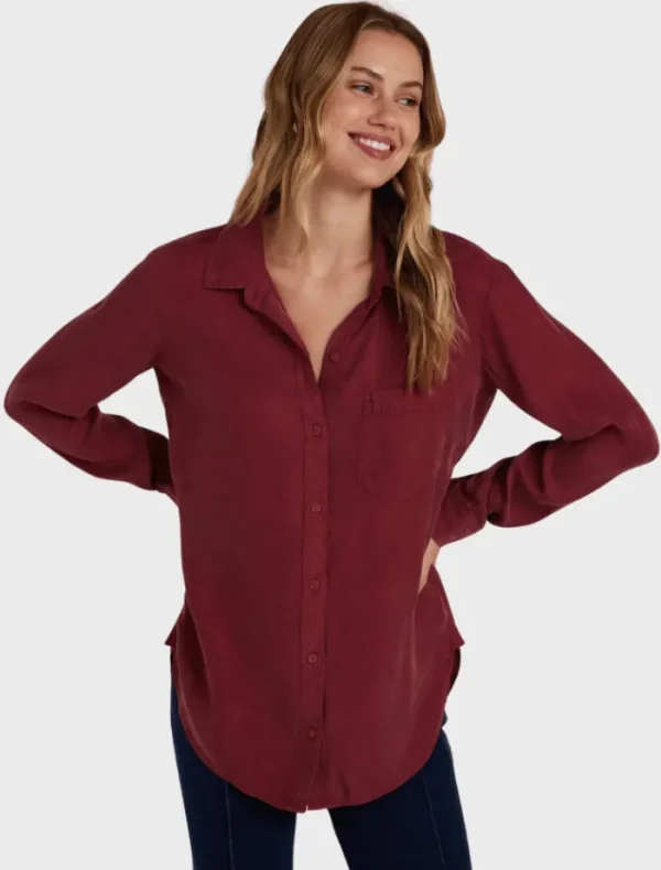 Bella Dahl Boyfriend Shirt - Sweet Merlot< Shirts | Tops