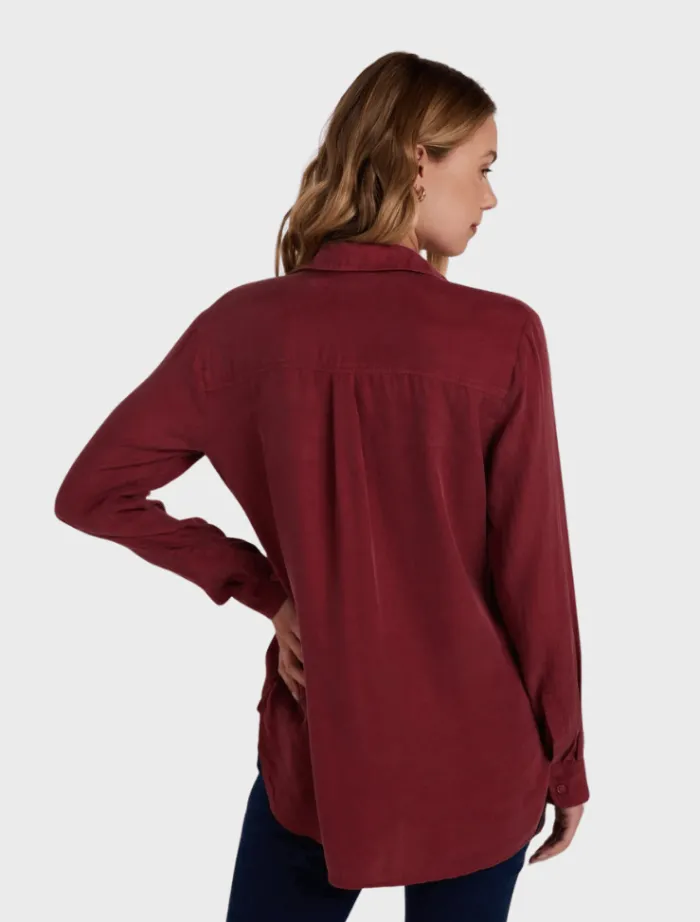 boyfriend_shirt__sweet_me_1.webp Bella Dahl Boyfriend Shirt - Sweet Merlot< Shirts | Tops