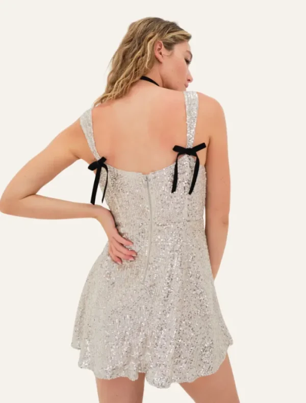For Love & Lemons Candice Mini Dress - Silver< Mini Dresses