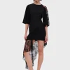 Suboo Cannes Lace Panel Cape Sleeve Dress - Black< Long Sleeve Dresses | Casual Dresses