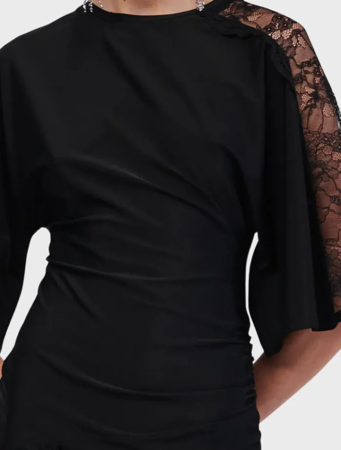 cannes_lace_panel_cape_sl_2.webp Suboo Cannes Lace Panel Cape Sleeve Dress - Black< Long Sleeve Dresses | Casual Dresses