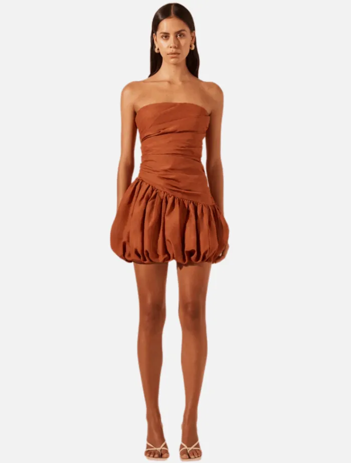 celeste_strapless_bubble__0.webp Shona Joy Celeste Strapless Bubble Mini Dress - Rust< Casual Dresses | Mini Dresses
