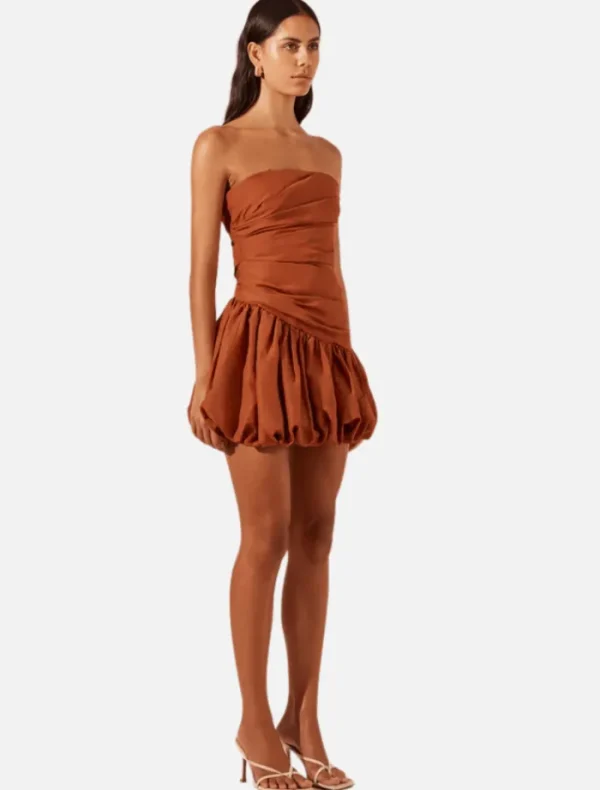 Shona Joy Celeste Strapless Bubble Mini Dress - Rust< Casual Dresses | Mini Dresses