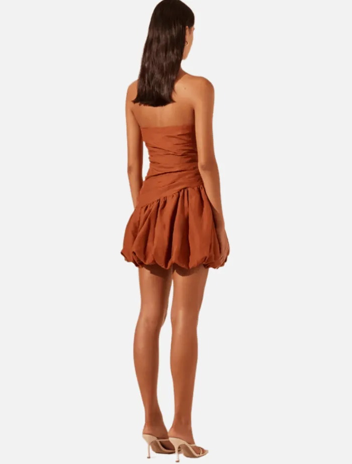 celeste_strapless_bubble__3.webp Shona Joy Celeste Strapless Bubble Mini Dress - Rust< Casual Dresses | Mini Dresses