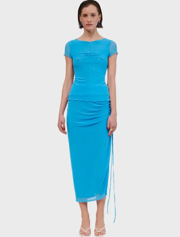 Suboo Christy Cap Sleeve Gathered Front Top - Blue< Pants | Denim