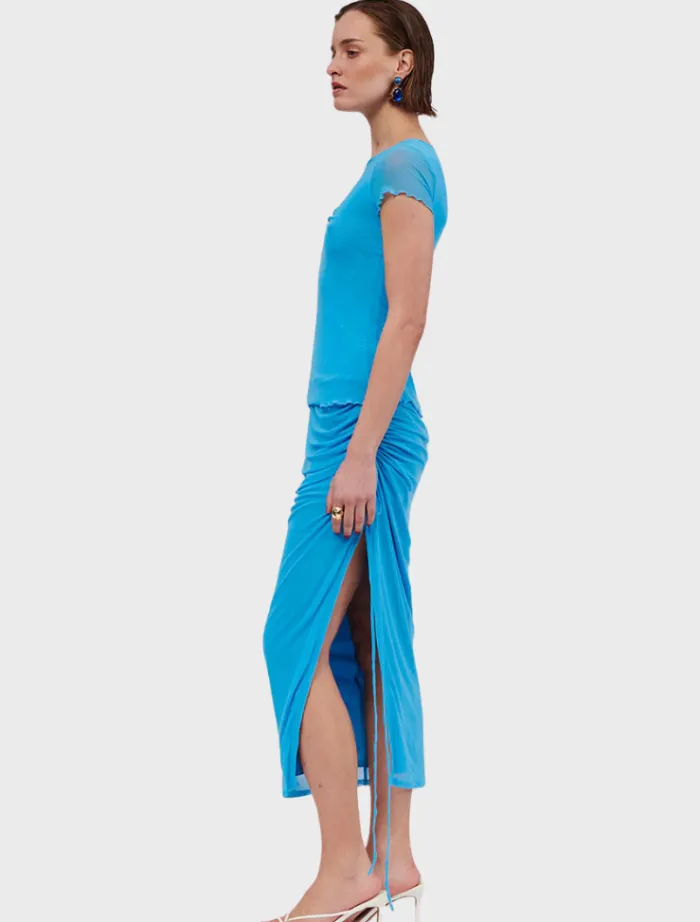 christy_cap_sleeve_gather_3.webp Suboo Christy Cap Sleeve Gathered Front Top - Blue< Pants | Denim
