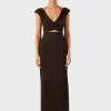 Shona Joy Cross Front Ruched Maxi Dress - Black< Midi Dresses | Skirts