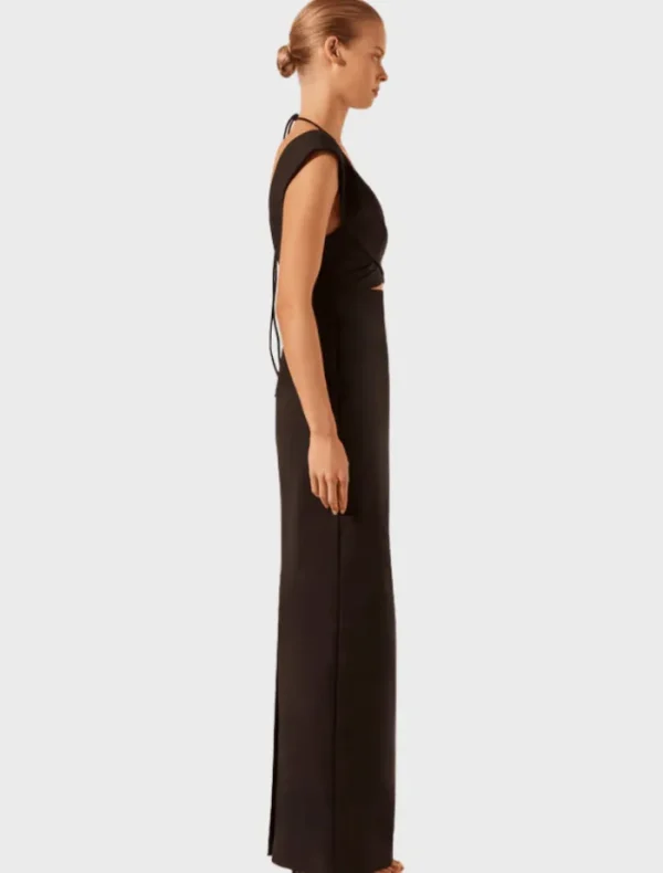 Shona Joy Cross Front Ruched Maxi Dress - Black< Midi Dresses | Skirts