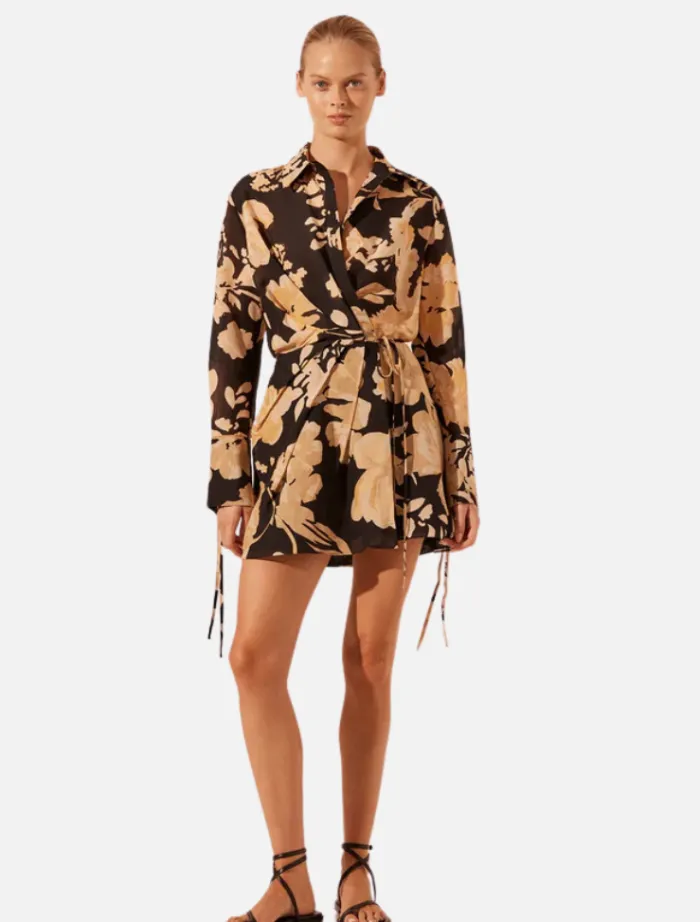draped_shirt_mini_dress___0.webp Shona Joy Draped Shirt Mini Dress - Black/Multi< Shirt Dresses | Long Sleeve Dresses