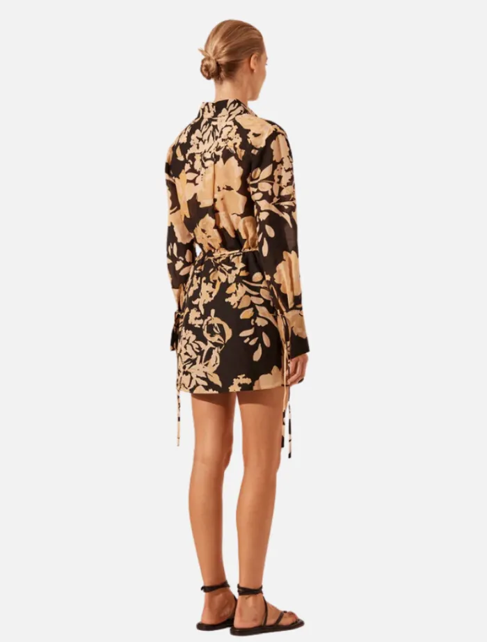 draped_shirt_mini_dress___3.webp Shona Joy Draped Shirt Mini Dress - Black/Multi< Shirt Dresses | Long Sleeve Dresses