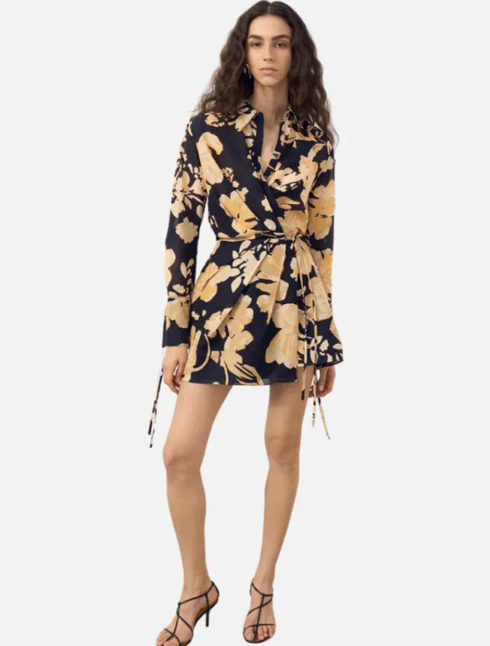 draped_shirt_mini_dress___5.webp Shona Joy Draped Shirt Mini Dress - Black/Multi< Shirt Dresses | Long Sleeve Dresses