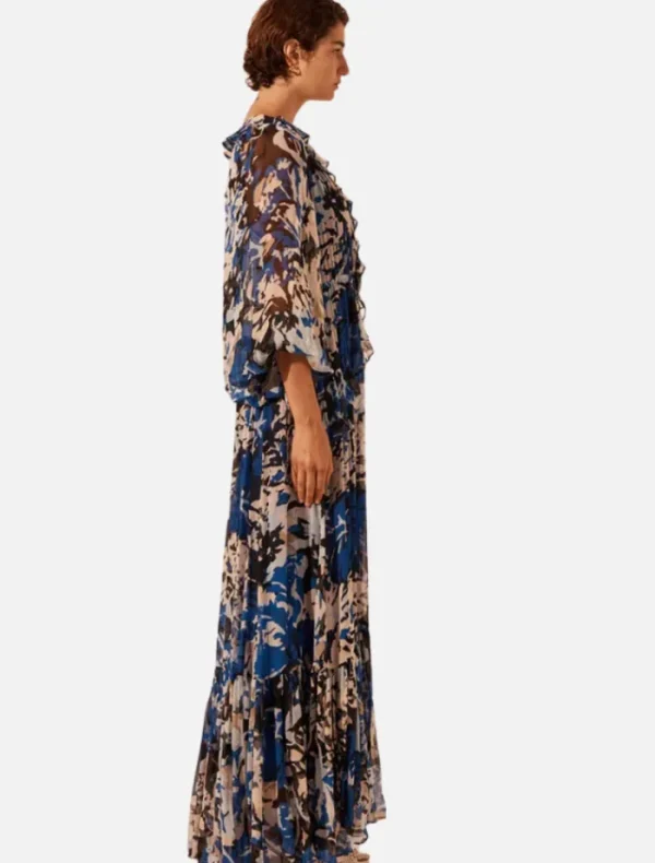 Shona Joy Drawstring Ruffle Maxi Dress Azure/Multi< Skirts