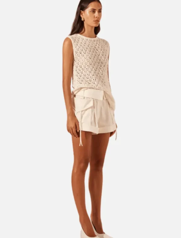 Shona Joy Emilio Round Neck Tank - Rice< Knitwear | Shirts