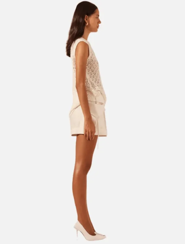 Shona Joy Emilio Round Neck Tank - Rice< Knitwear | Shirts
