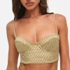 For Love & Lemons Glitter Grid Bustier Top - Gold< Casual Dresses | Mini Dresses