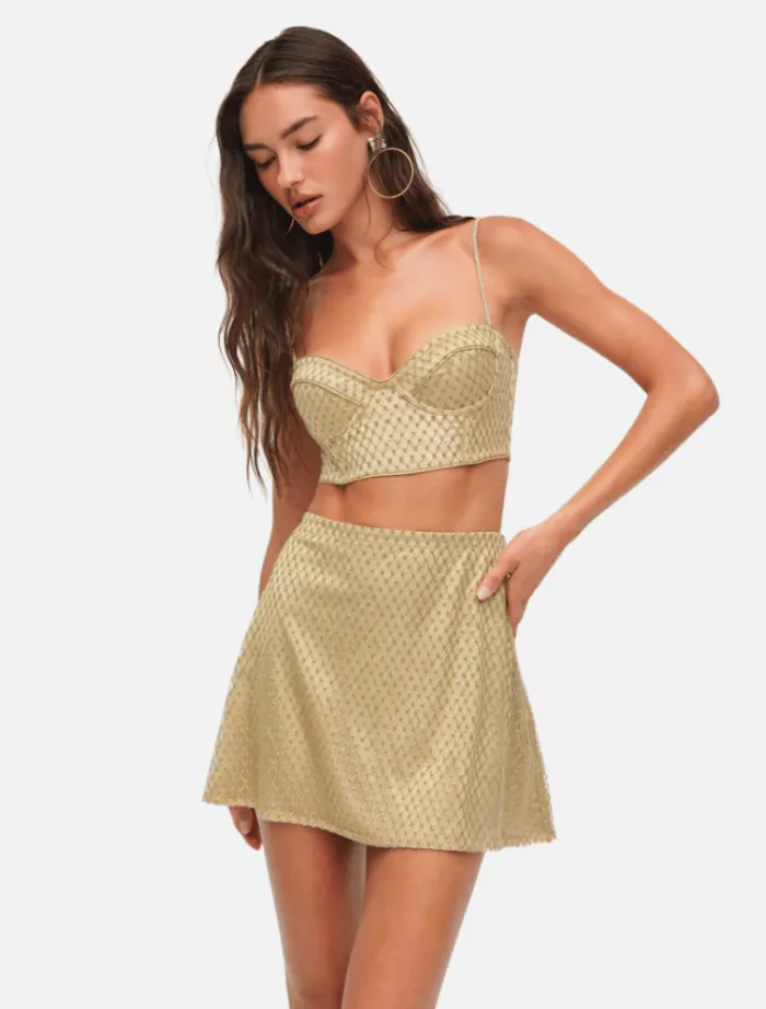 glitter_grid_bustier_top__1.webp For Love & Lemons Glitter Grid Bustier Top - Gold< Casual Dresses | Mini Dresses