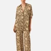 Shona Joy Hadiya Side Split Short Sleeve Shirt - Almond/Multi< Shorts | Shirts