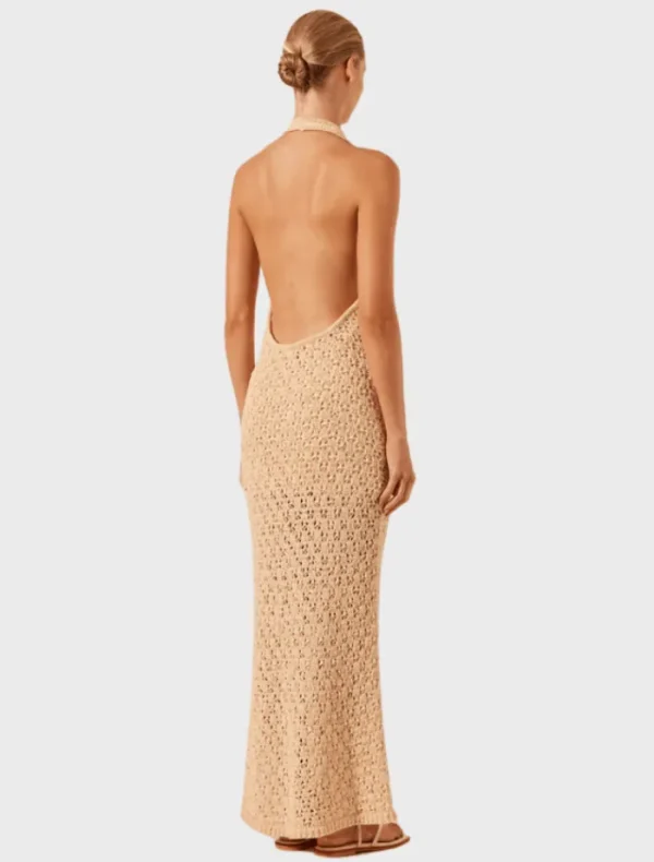 Shona Joy Halter Open Back Maxi Dress - Oat< Casual Dresses | Mini Dresses