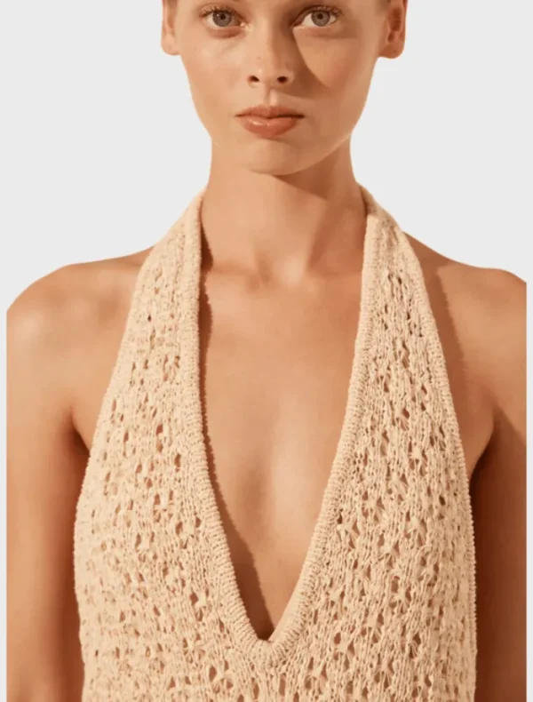 Shona Joy Halter Open Back Maxi Dress - Oat< Casual Dresses | Mini Dresses