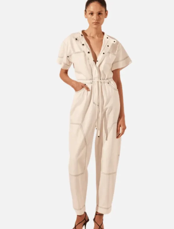 Shona Joy Hana Short Sleeve Boiler Suit - Ivory< Pants | Denim