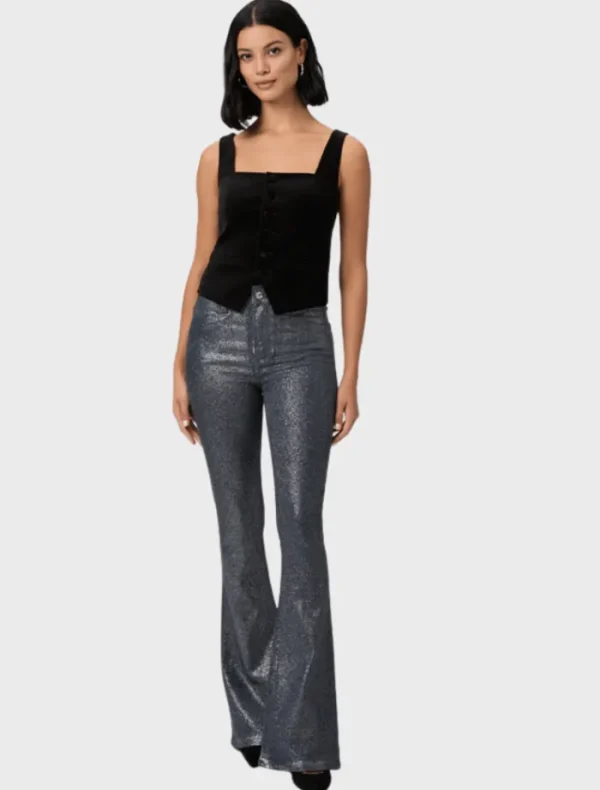 PAIGE High Rise Lou Lou - Navy/Silver Glitter Luxe Coating< Pants | Denim