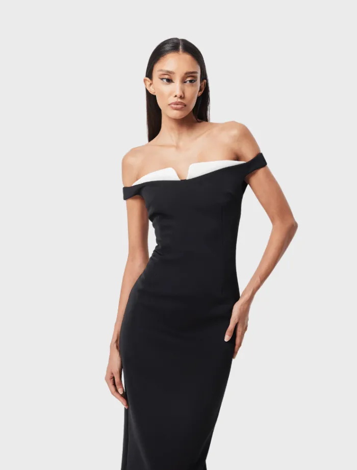 imperial_midi_dress__blac_3.webp Mossman Imperial Midi Dress - Black & White< Midi Dresses