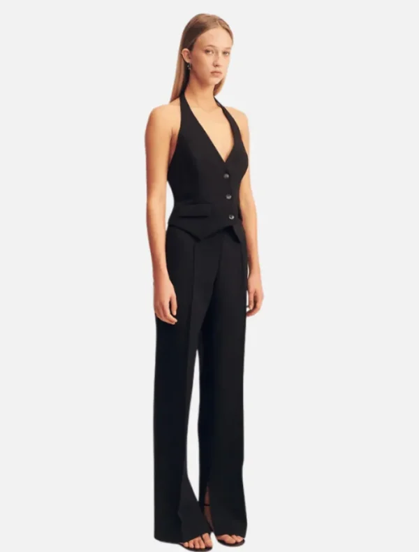 Shona Joy Irena Pintuck Straight Leg Pant - Black< Pants
