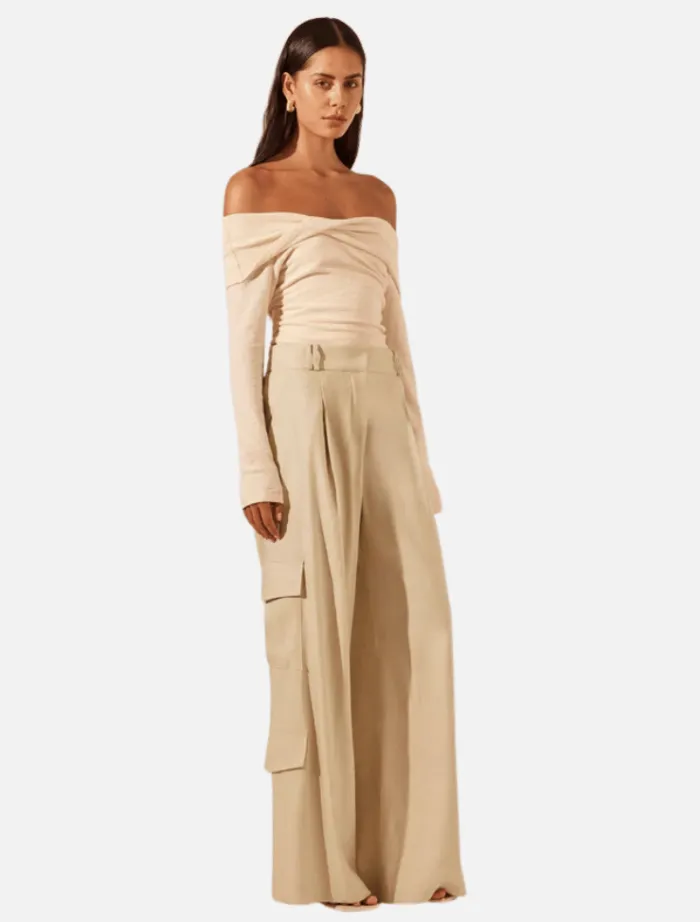 kasbah_slouch_cargo_pant__2.webp Shona Joy Kasbah Slouch Cargo Pant - Oyster< Pants