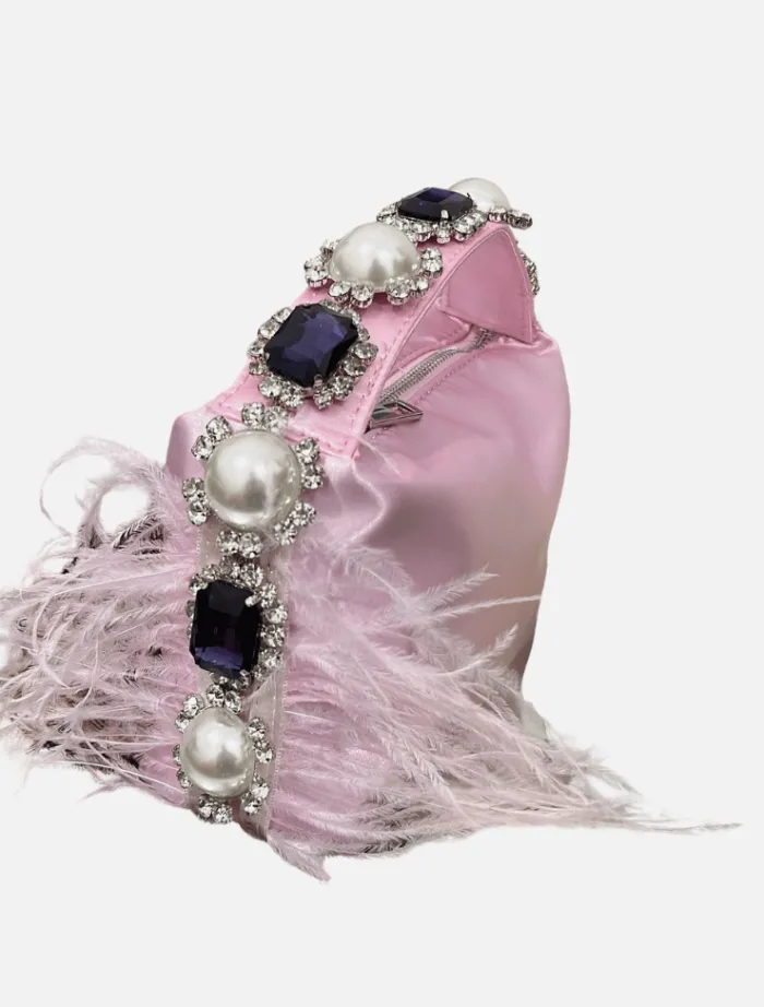 kinny_feather_bag__pink_0.webp Insurge Clothing Kinny Feather Bag - Pink< Bags