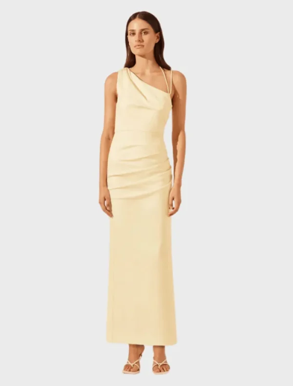 Shona Joy Lani Gathered Midi Dress - Vanilla< Midi Dresses | Skirts