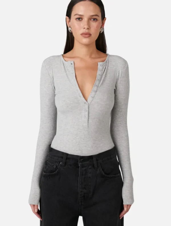 Bayse Lara Bodysuit - Grey Marle< Shirts | Bodysuits