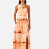 Shona Joy Larissa Asymmetrical Gathered Maxi Dress - Peach/Multi< Casual Dresses | Midi Dresses
