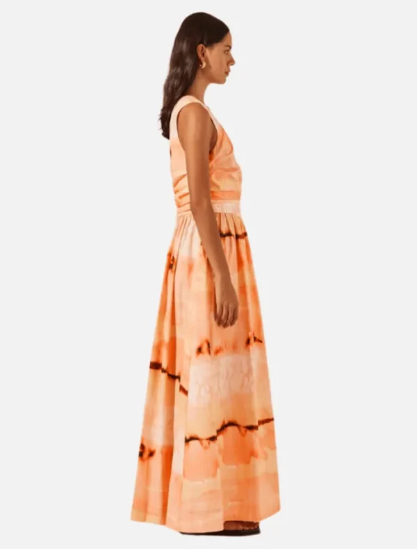 Shona Joy Larissa Asymmetrical Gathered Maxi Dress - Peach/Multi< Casual Dresses | Midi Dresses