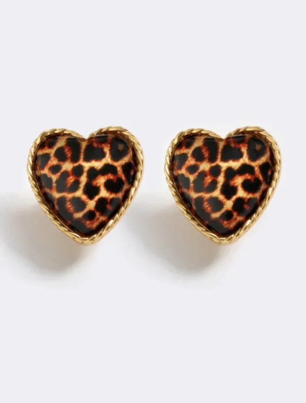 Emma Pills Leopard Hot Heart Earrings - Leopard< Earrings