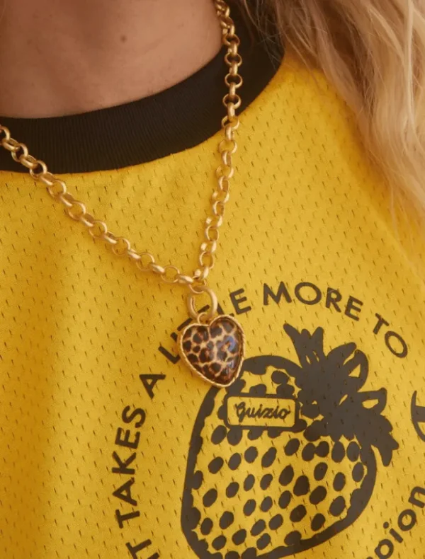 Emma Pills Leopard Hot Heart Necklace - Leopard< Necklaces
