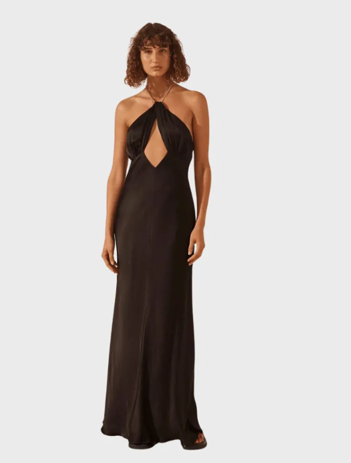 lydie_chain_halter_dress__0.webp Shona Joy Lydie Chain Halter Dress - Black< Midi Dresses | Skirts