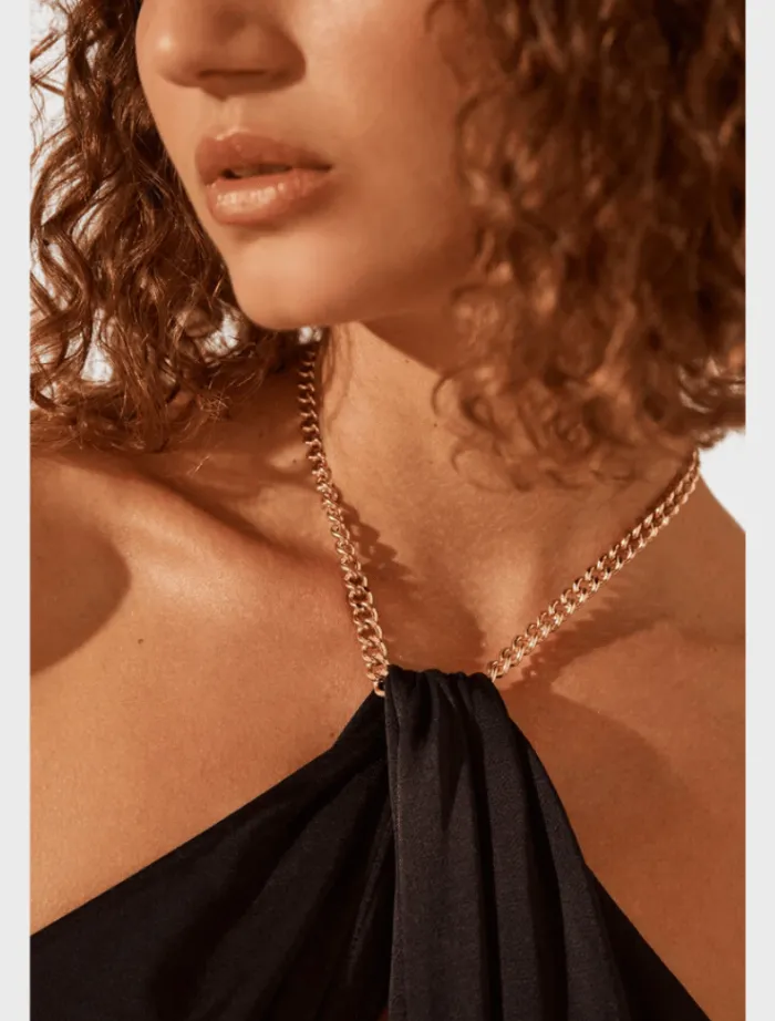 lydie_chain_halter_dress__1.webp Shona Joy Lydie Chain Halter Dress - Black< Midi Dresses | Skirts