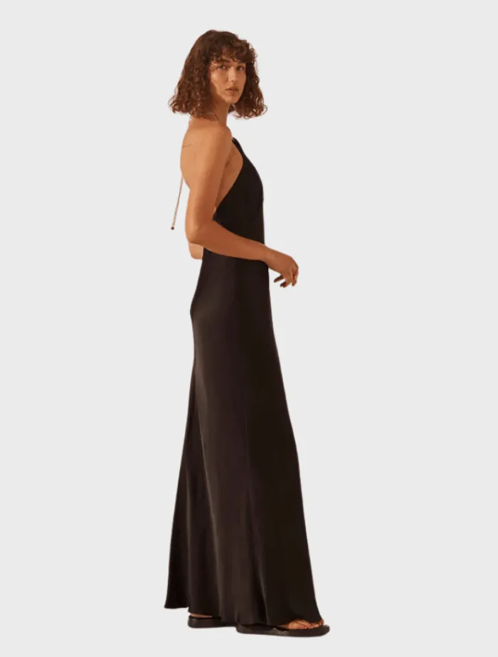 lydie_chain_halter_dress__3.webp Shona Joy Lydie Chain Halter Dress - Black< Midi Dresses | Skirts