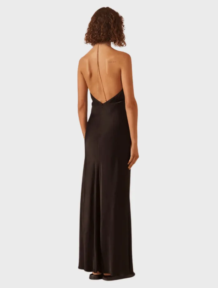 lydie_chain_halter_dress__4.webp Shona Joy Lydie Chain Halter Dress - Black< Midi Dresses | Skirts