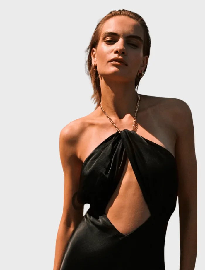 lydie_chain_halter_dress__5.webp Shona Joy Lydie Chain Halter Dress - Black< Midi Dresses | Skirts